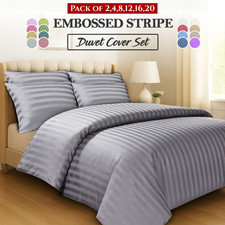 Geprägte Streifen Bettdecke Quilt Cover Wendebettbezug Set Leinen Bettwäsche Sets