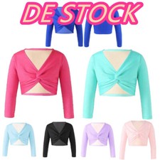 DE!Mädchen Ballettjacke Ballett Wickeljacke Langarm Bolero Tanz Jacke Crop Tops