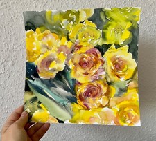 Diptych watercolor yellow - watercolor, "yellow