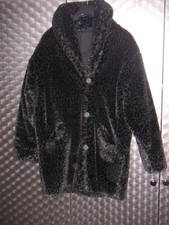 Schwarzer schöner Wende Mantel Pelz Leoparden Look BRIDGE D42