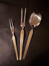 Fleischgabel, Serviergabel, Servierlöffel von Stanley Roberts, Inschrift Luxador