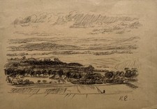 Zeichnung Landschaft Sachsen