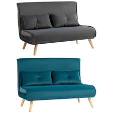 HOMCOM Schlafsofa 3 in 1, 190x120cm 2 Sitzer Sofa mit Schlaffunktion, Samtoptik