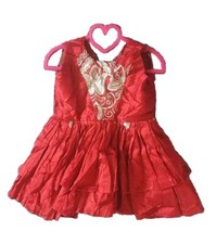 Rotes Baby Mädchen Festlich Abend Cocktail Kleid Gold Applikationen 86/92