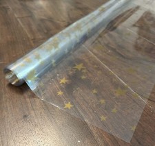 PVC Tischdecke Klarsicht Sterne gold Ofek Weihnachten Transparent B x L wählbar