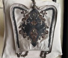 ETRO Damentasche, grau, mit braunen Lederaplikationen