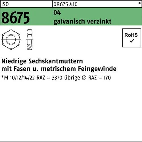 Sechskantmutter iso 8675 fasen - 8675,