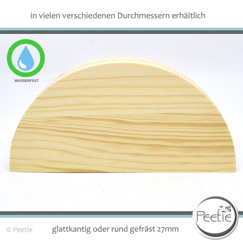Holzscheibe halbrund - 1x,