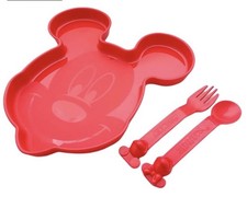 Tupperware Mickey Kinderteller + Kinderbesteck Baby Rot Neu