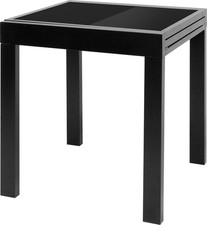 ib style® DIPLOMAT S SCHWARZ - Ausziehtisch 65-130 cm Glastisch Aluminium BWARE
