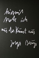 JOSEPH BEUYS:"hiermit trete ich aus der Kunst aus" Originalgrafik KPK