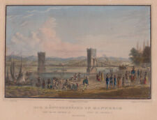 Mannheim Kettenbrücke Original Stahlstich Hablitschek 1852