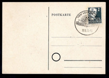 Postkarte m/Sonderstempel "Käthe Kollwitz" ; Mi.-Nr: 212 ; SSt: Leipzig, 30.8.50