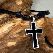 Lederkette Surferkette Kreuz