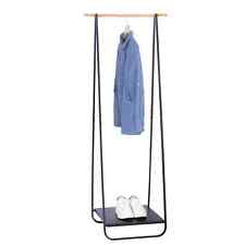 Kleiderständer Garderobenständer mit Schuhablage aus Metall Schwarz RS0077