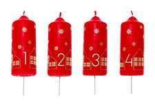 4-er Set Stumpenkerzen rot Weihnachtskerzen Zahlen von 1 bis 4 nummeriert 4x100g