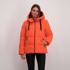 Damen Winterjacke M Orange Cars Jeans Tavi Jacke Kapuze Nylon Reißverschluss Neu
