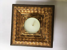 Teelicht antik, Holz gold braun, Handwerk Italien Weihnachten