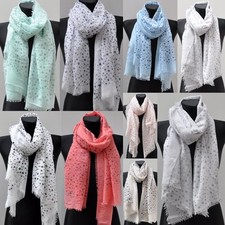 XL Silk Seidenschal Schal Langschal Halstuch Tuch Damen Fransen Punkte gross