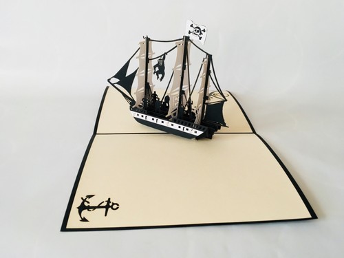 Piratenschiff klappkarte - piratenschiff,, 3d-klappkarte