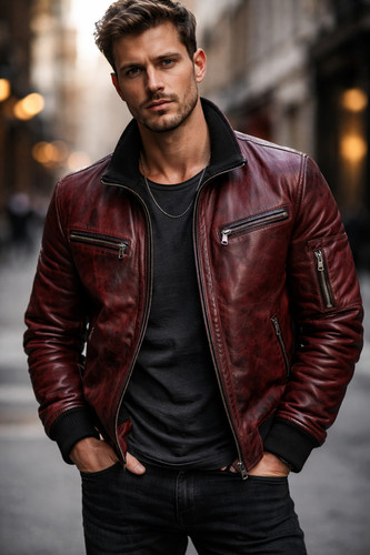 Herren echt lammfell - echt, leder