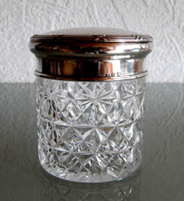 Glasdose mit Silberdeckel, deutsch um 1900, 91 g 800er Silber