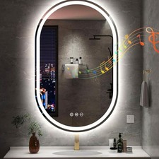 S'bagno Oval Badspiegel mit Beleuchtung 50x80cm, Bluetooth Badezimmerspiegel