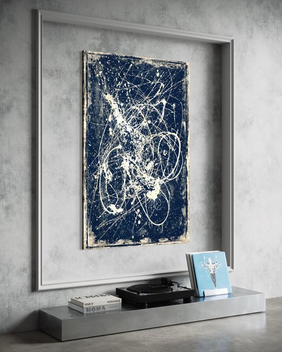Abstraktes leinwandbild blau - leinwandbild,