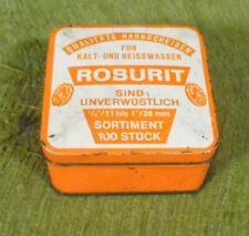 Alte Dose , Blechdose , Roburit , Hahnscheiben Sortiment 100 St , 9 x 9 x 4 cm