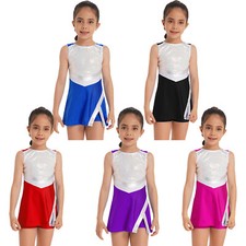 Kinder Mädchen Cheerleading Outfit Leistung Kleider Mit Shorts Karneval Kleid