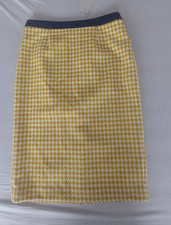 ungetragener BODEN Wollrock mit Hahnentrittmuster -Senfgelb -Größe UK12/Gr.38-40