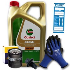 5L Castrol 5W-40 Motoröl + Ölfilter + Handschuhe passend für Toyota Aygo Peugeo