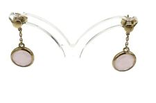 375/- 9KT Gelbgold Ohrringe, Rosenquarz, Damen, guter Zustand