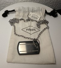 ❤️ Original Fossil Halskette Kette & Anhänger Dog Tag Herren Boys Gliederkette 