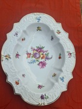 grosse,schwere Servierplatte,Anrichteteller,Bavaria Schumann,Blumen ,Goldrand