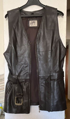 Damen lederweste schwarz - lederweste,