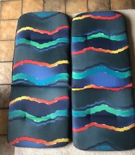 2 Sitzkissen Auflagen für Gartenstuhl Hochlehner blau bunt, sehr gut erhalten!