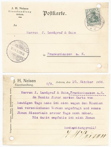 Artern postkarte 1906 h - j.,