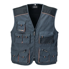 Terrax Terratrend Job Weste Arbeitsweste Gr. 56 dunkelgrau/schwarz 2 STÜCK