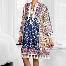 Kleid Hängerchen Sommerkleid Tunikakleid Tunika Boho Blumen Volants