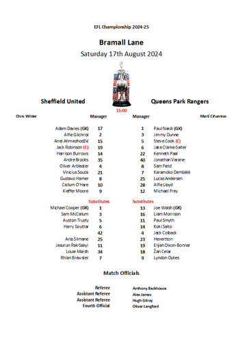 Sheffield utd queens park - sheffield, v