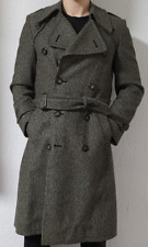 Herren Trenchcoat Mantel Zweireiher New European Styl Vintage 80% Schurwolle