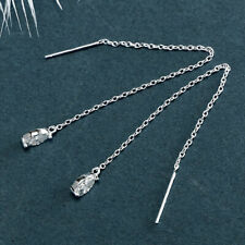 Damen Ohrringe Durchzieher Tropfen Sterling Silber 925 Zirkonia