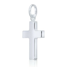 Kreuz Anhänger Mittel Massiv 925 Sterlingsilber Poliert Gestempelt Damen Herren