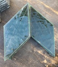 20 Antik Glas Scheiben grün Kathedralglas Ornament Bleiglasfenster Rhombus 1900