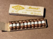 10 St. alte Auto Sicherungen 7x17  60A  Keramik / Messingleiter Wefri Record NOS