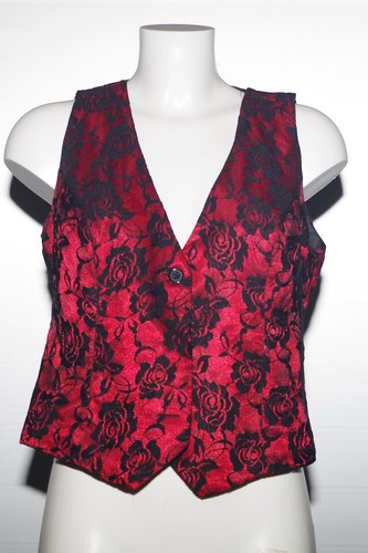 Weste satin rot mit schwazer - weste ,