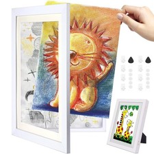 Bilderrahmen Kinder A4 2 Stück Holzrahmen Magnetisches Frontöffnung Kunst Rahmen