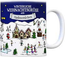 Hadmersleben Weihnachten Kaffeebecher mit winterlichen Weihnachtsgrüßen - Tasse,