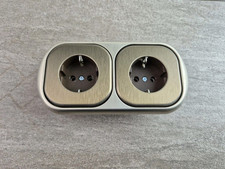 2 Steckdosen mit 2 Fach Rahmen Topluxe Silber Einsatz Bronze UP Komplettpreis